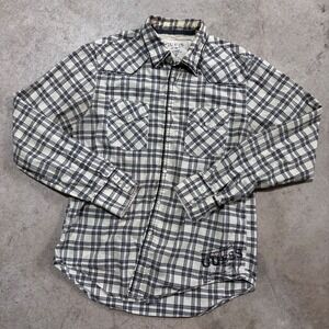 Vintage Guess Pearl Snap Western Plaid Shirt Mens Medium Long Sleeve‎ Button Up
